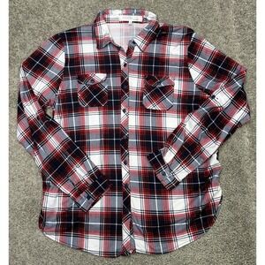 EDEN & OLIVIA Maternity Sz XL Button‎ Down Red Plaid Anthropologie STRETCH SOFT